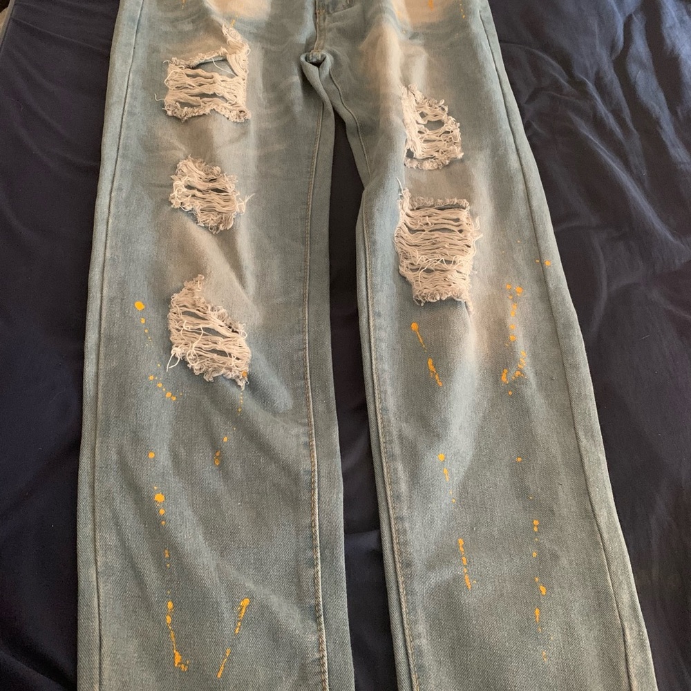 NEW Size 32 ROWME Blue Ripped Jeans - Picture 2 of 7